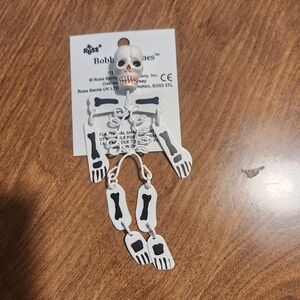 Russ Berrie Bobble Skeleton Pin with Black and White Design